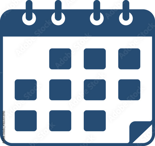 Simple blue calendar icon with spiral binding