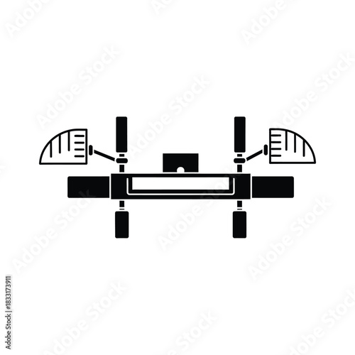 Black silhouette of a table clamp with rulers tool