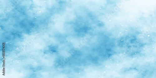 Bright blue sky background with fluffy white clouds, a beautiful sunny day in nature