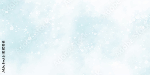 Abstract blue winter design with bright snowflake light bokeh background