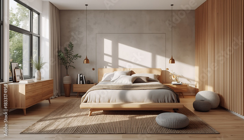 Modern Minimalist Bedroom with Warm Neutral Tones