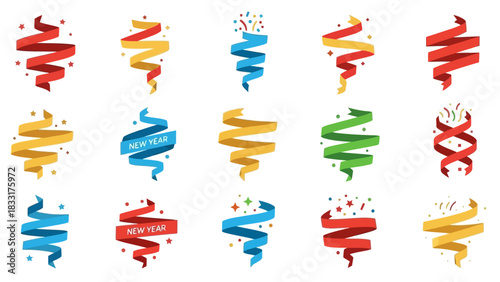 Festive ribbons and streamers illustrations perfect for celebrating special occasions