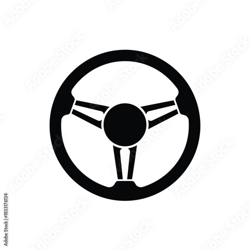 Black silhouette of a three spoke steering wheel vehicle