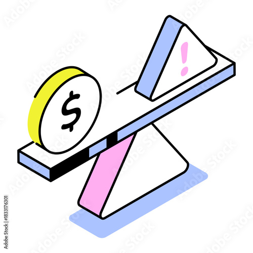 An isometric style icon depicting balancing risk 