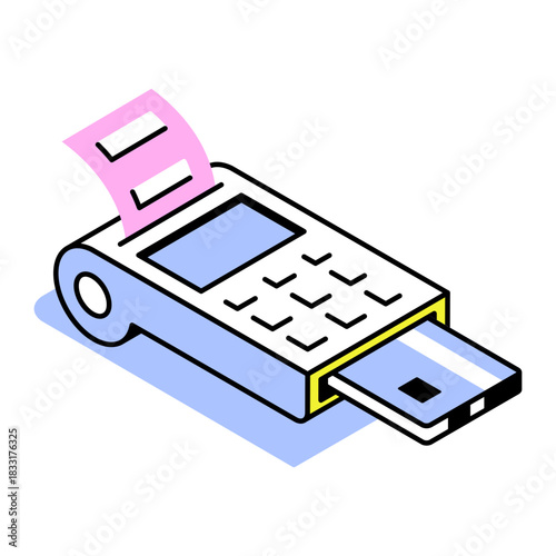 An isometric style icon depicting pos payment