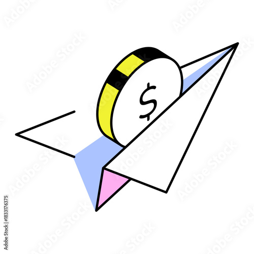 An isometric style icon representing sending money
