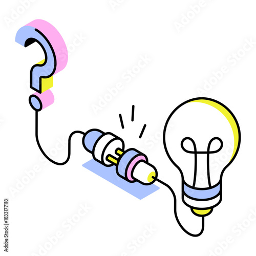 An isometric style icon showing finding solution