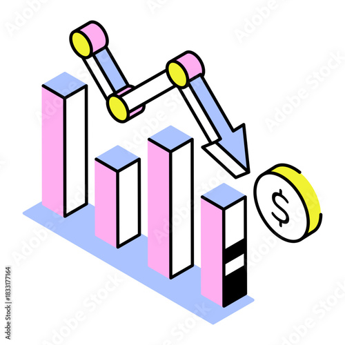 An isometric style icon showing loss