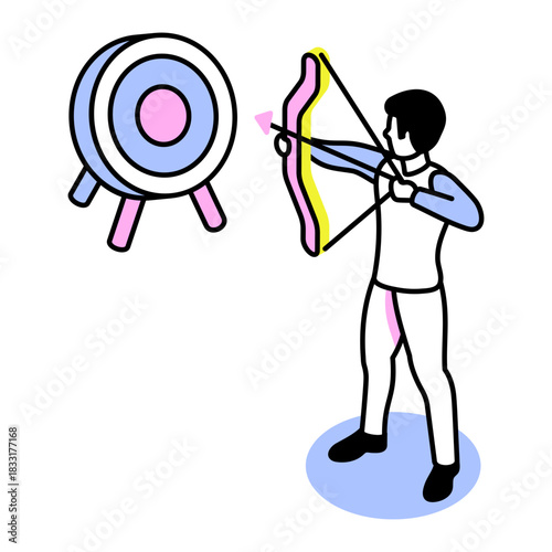 An isometric style icon depicting targeting