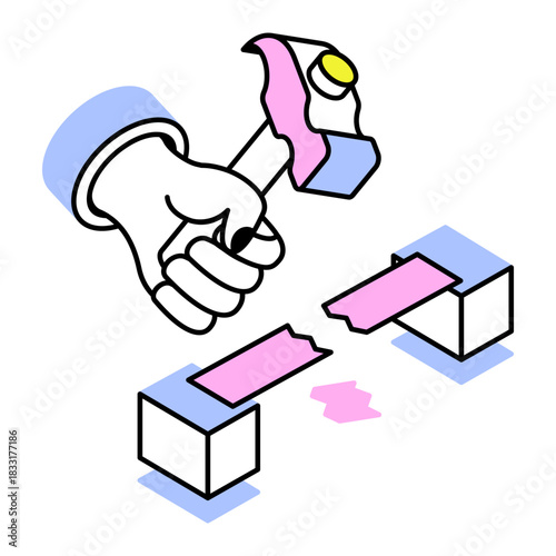 An isometric style icon representing breaking barrier