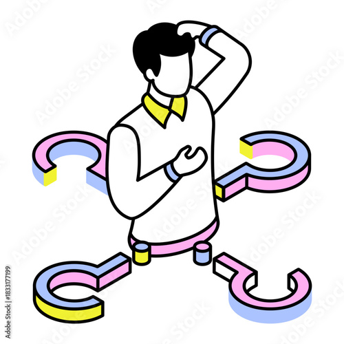 An isometric style icon showing confusion