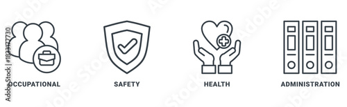 OSHA icon set vector concept with icon of occupational, safety, health, administration