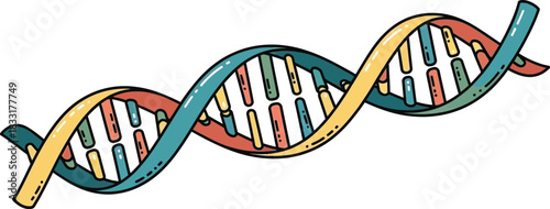 Colorful dna double helix science biology genetics research molecule illustration isolated on transparent background
