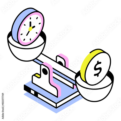 An isometric style icon showing cost efficiency