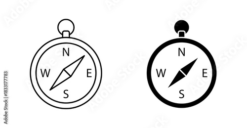 Minimalist Flat Compass Icon for Navigation and Direction UI Design