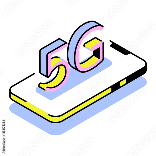 An isometric style icon depicting 5g network