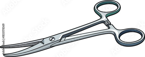 Surgical forceps vector illustration medical instrument stainless steel clamp healthcare tool isolated on transparent background