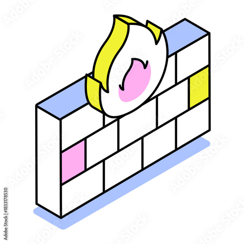An isometric style icon depicting firewall