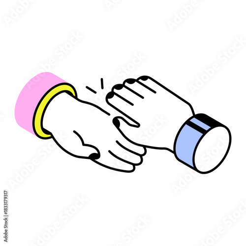 An isometric style icon depicting collaboration