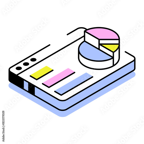 An isometric style icon showing dashboard