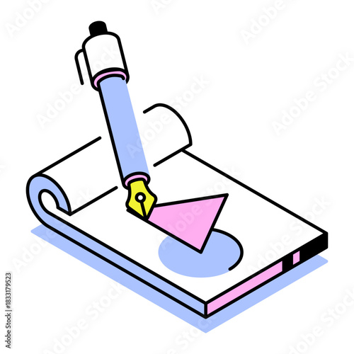 An isometric style icon representing drafting