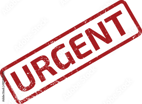 Distressed Red URGENT Stamp Official Designation, Important Documents, High Priority Notification, Isolated on White
