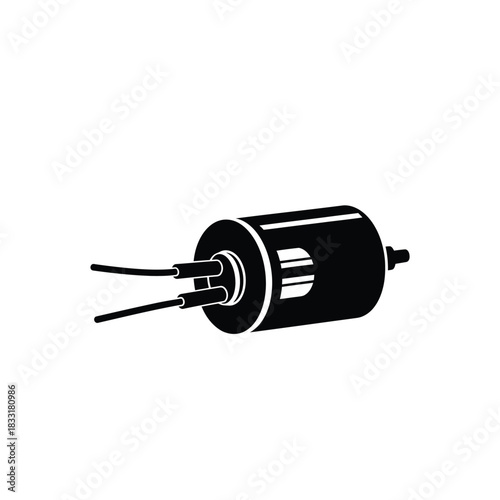 Black silhouette of a vacuum tube with wires electronic