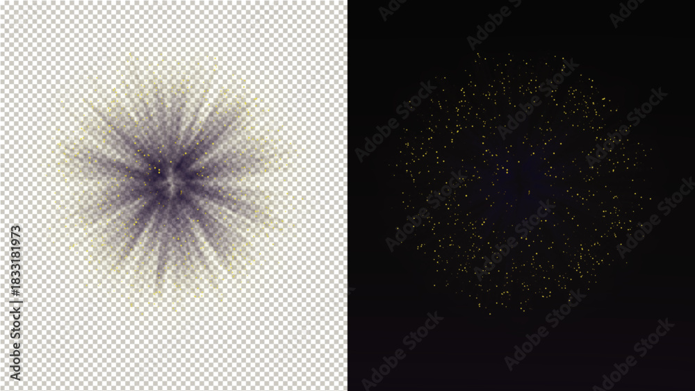 Αυτοκόλλητο Purple Gray Starburst Firework Rays with smoke Transparent Background New Year