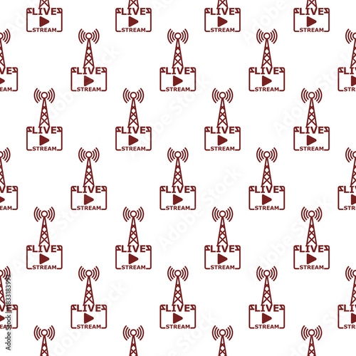 Live stream seamless pattern isolated on white background