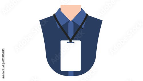 Modern professional wearing a blank ID badge at business conference or corporate event for easy identification and access control