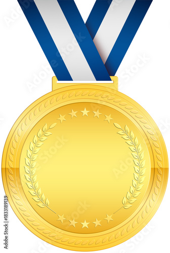Gold Medal with Blue Ribbon
