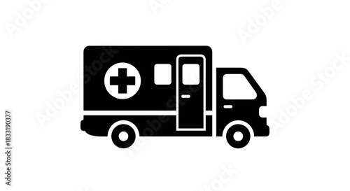 Ambulance Icon Emergency Medical Vehicle for Healthcare Services.
