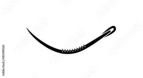 Black and White Illustration of a Curved Needle.