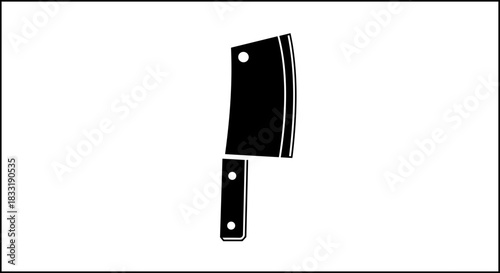 Black and White Illustration of a Meat Cleaver.