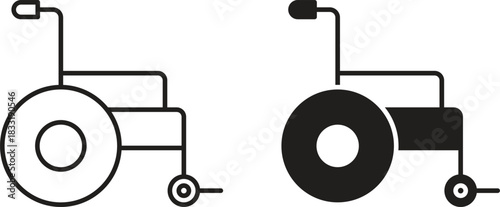 Wheelchair icons set. Simple line vector illustration