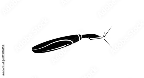 Black and White Illustration of a Scalpel with Sparkles.