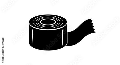 Black and White Illustration of a Roll of Tape.
