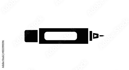 Black and White Insulin Pen Icon Illustration.