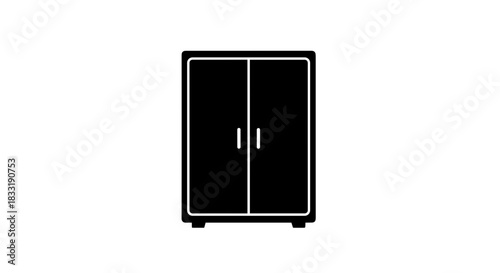 Black and White Wardrobe Icon Illustration for Storage.