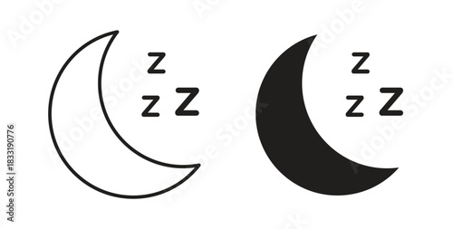 Zzz icons set. Simple line vector illustration