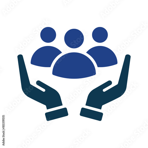 Hands caring for group of people icon