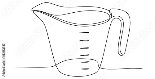 Measuring cup line art icon. Kitchen baking utensil sketch with uniform stroke.