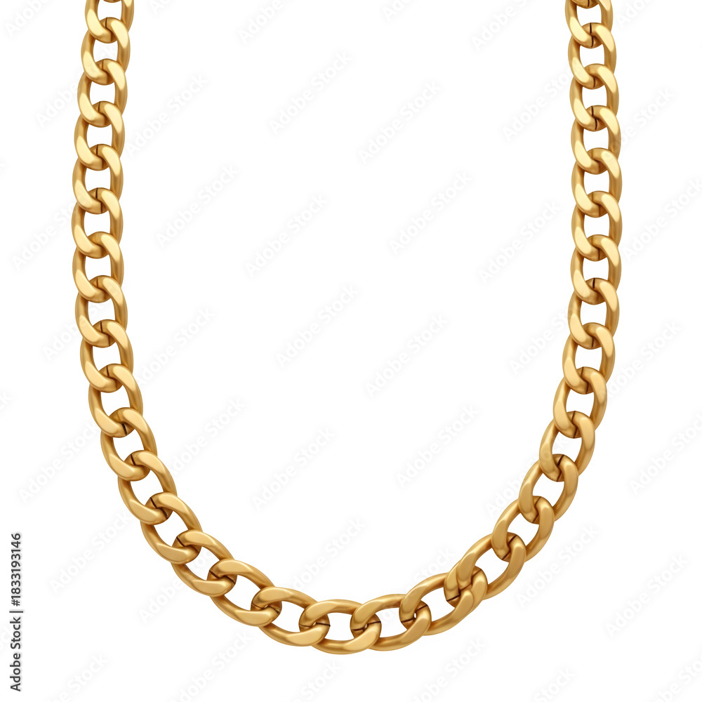 Obraz premium Gold chain necklace jewelry isolated on transparent background