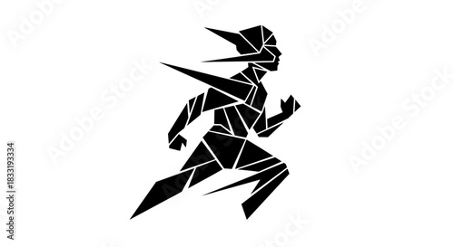 Geometric Runner Abstract Silhouette of a Dynamic Figure in Motion.