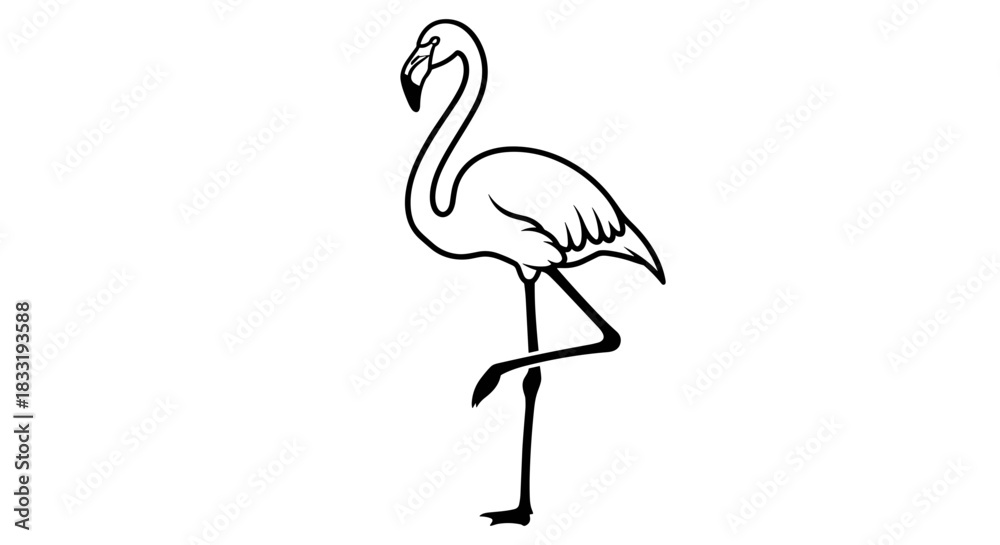 Fototapeta premium Elegant Flamingo Illustration A Graceful Bird in Black and White 1.