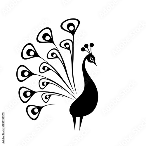 Elegant peacock silhouette, perfect for upscale branding, refined logos, or artistic designs projects
