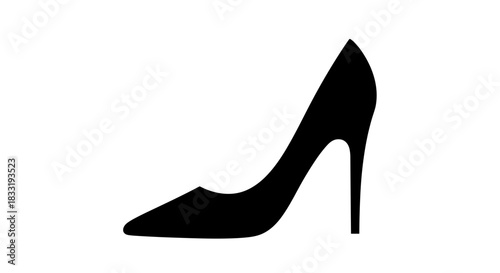 Elegant Black High Heel Shoe Silhouette Illustration 1.