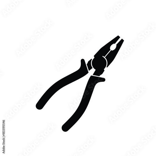 Black silhouette of pliers on white background tool