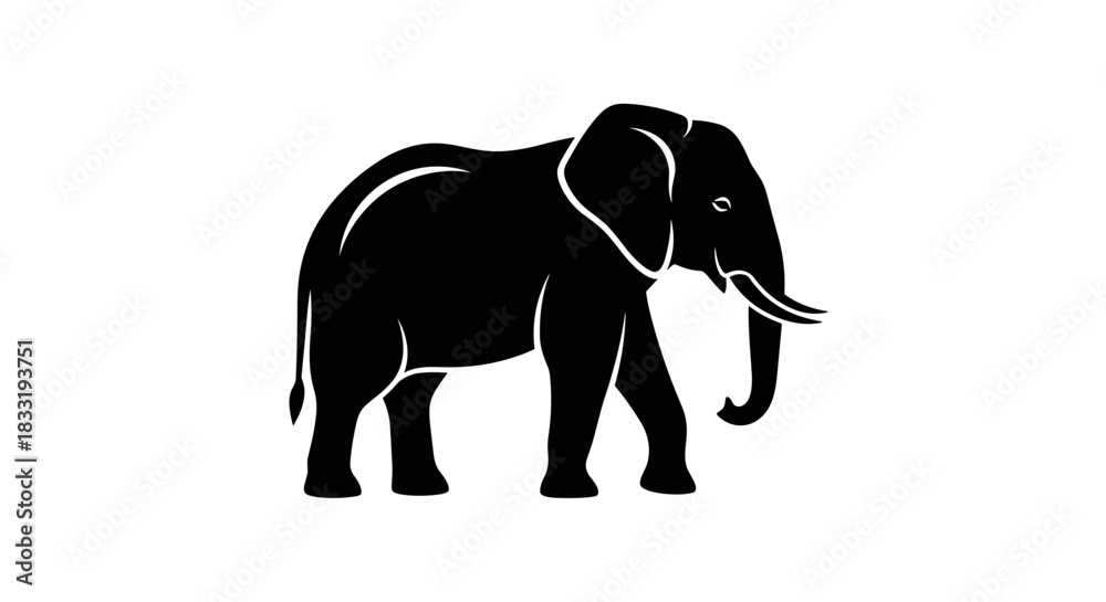Fototapeta premium Elegant Silhouette of an African Elephant Walking.