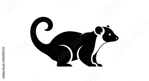 Elegant Silhouette of a Common Brushtail Possum Illustration.